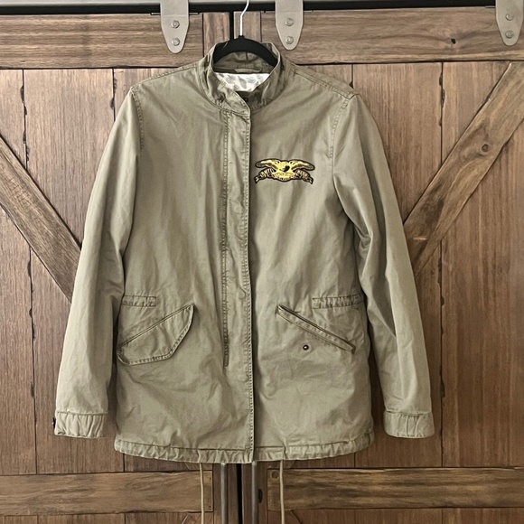 CLOSED Military Zip Up Jacket with Inner Jacket and Sequin Detailing Sz M - Picture 2 of 14